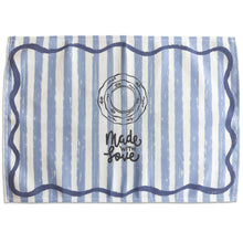 Load image into Gallery viewer, Canvas Cotton Placemat | Striped Scalloped-Edge Table Mat | Modern Everyday Dining Décor