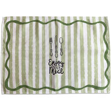 Load image into Gallery viewer, Canvas Cotton Placemat | Striped Scalloped-Edge Table Mat | Modern Everyday Dining Décor