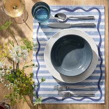 Load image into Gallery viewer, Canvas Cotton Placemat | Striped Scalloped-Edge Table Mat | Modern Everyday Dining Décor