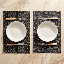 Load image into Gallery viewer, Linen Cotton Placemat | Scandinavian Print Table Mat | Eco-Friendly Dining Décor