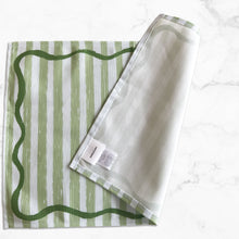 Load image into Gallery viewer, Canvas Cotton Placemat | Striped Scalloped-Edge Table Mat | Modern Everyday Dining Décor