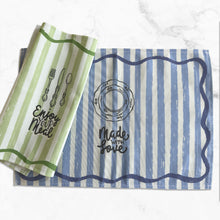 Load image into Gallery viewer, Canvas Cotton Placemat | Striped Scalloped-Edge Table Mat | Modern Everyday Dining Décor